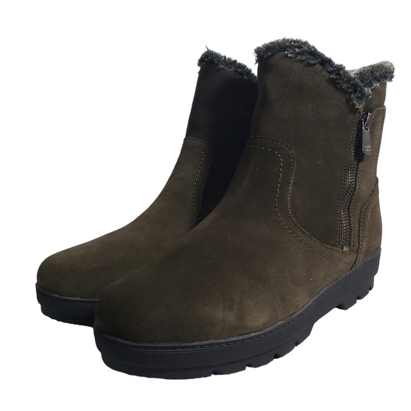 Easy Spirit Adabelle Dark Green Leather Faux Fur Casual Winter Bootie Sz 8M, 7M